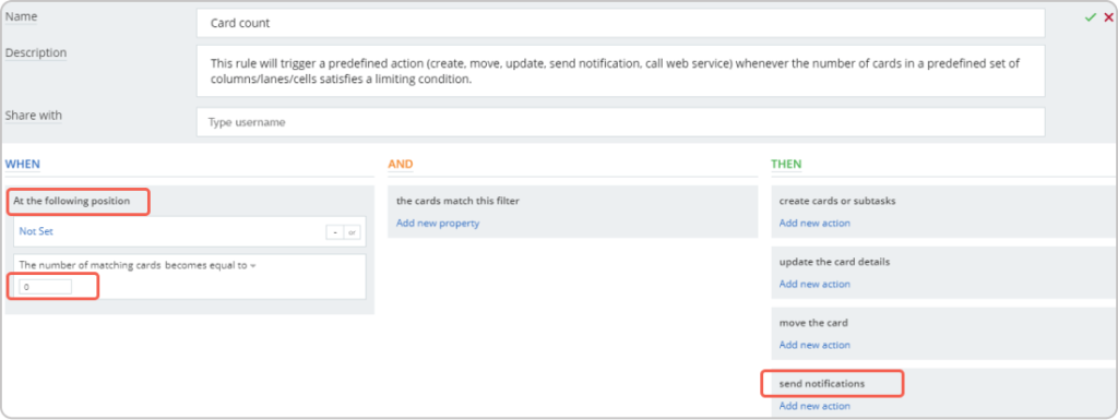 Kanbanize Business rule Card Count